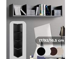 Estantería de CD DVD - para 80 CDs, 17x92x16,5cm, 4 Compartimentos, Madera, Negro - Almacenamiento de Pared, Cubos, Librería, Soporte de Disco, CDs