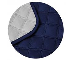 Cabetex Home - Cubre sofá Reversible Bicolor con ajustes - Microfibra Acolchada Antimanchas (Gris/Azul, 1 Plaza)