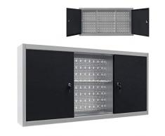 Festnight Armario de Pared Armario Herramientas Pared Armario de Herramientas de Pared Industrial Metal Gris y Negro 120 x 19 x 60 cm