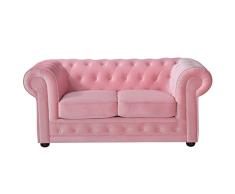 MUEBLES MARIETA OLD STYLE NOW Sofá Chester Terciopelo Rosa Cuarzo 2 Plazas