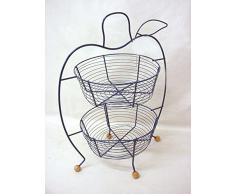 FRUTERO FORMA MANZANA DOBLE PISO METAL GRANDE AZUL