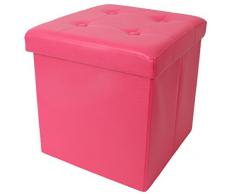 Asiento cubo taburete caja de almacenamiento plegable baúl - plástico, rosa, 38x38x38