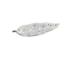 Centro de Mesa Hoja Plateada Ceramica 40 cm