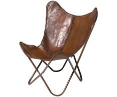 Kare Design Sillón Butterfly, Marrón, 87x80x76cm