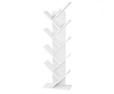 EUGAD Estantería para Libros Librería de Árbol Estante de Oficina Estante de Almacenamiento Estante de Soporte Estante de CD DVD con 8 Niveles, 40x20x127cm, Blanco 0011SHG