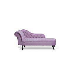 Beliani Sofá Chesterfield Chaise Longue Izquierdo en Terciopelo Rosa Nimes
