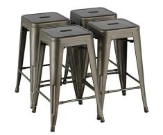 Yaheetech Set de 4 Piezas Taburetes de Bar Taburetes Industriales Altura 60 cm Silla Cocina Comedor