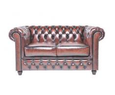 Auténtic Chesterfield Brand -Sofá Chester Brighton Marrón Gastado- 2 plazas -Hecho artesanal en cuero natural