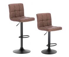 WOLTU 2 x Taburete de Bar Estilo Vintage Regulable en Altura y Giratorio Cuero Sintético para Bar Cocina Salon Dormitorio Marrón Oscuro BH112dbr-2