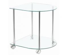 Haku Möbel 33720 Mesa Auxiliar Con Ruedas Vidrio Templado Aluminio