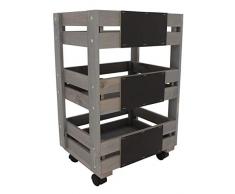Dehner - Estantería con Ruedas con Pizarra, Aprox. 89,4 x 37,6 x 28 cm, Madera, Gris/marrón.
