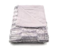 HTE Manta de Cama y Sofá de Piel Sintética Súper Suave y Caliente, Manta Decorativa Individual a Medida 130 x 160 cm, Manta Microfibra de Poliéster (Gris Claro, 130 x 160 cm)