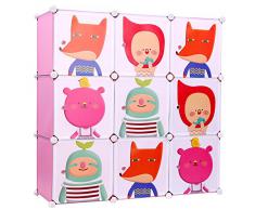 Songmics Estantería plegable infantil, color rosa, Organizador de juguetes LPC33P