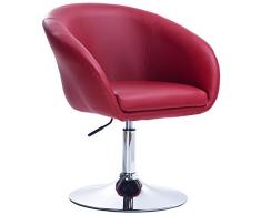 WOLTU 1x Taburete de Bar Altura Ajustable Acero Cromado, Cuero Sintético Taburete bajo Sillas Bar Taburete Peluquería Silla de Escritorio Burdeos BH24bd-1