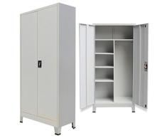 Vislone Armario de Almacenaje Taquilla para Oficina o Habitación Armario Archivador de Oficina Armario de Oficina Acero con 6 Compartimentos y 2 Puertas 90x40x180cm Gris