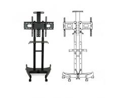 BeMatik - Soporte de pie para pantalla de TV plana con ruedas y estantería (32"-55")