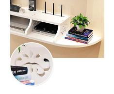 SCH Estante de Pared Estante de Pared TV WiFi Router Set Top Box Reproductor de DVD Estante de Almacenamiento de CD Estante Flotante Soporte de TV Consola de TV Blanco (Color : A)