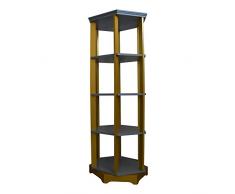 Mobili Rebecca® Biblioteca Mueble Librero Estanteria Giratoria 5 Estantes Madera Gris Amarillo Moderno Dormitorio Juvenil Salon (Cod. RE4826)