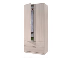 Habitdesign (00X222R) - Armario de 2 puertas y 2 cajones, Color Roble, dimensiones 81 cm x 180 cm x 52 cm