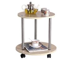 YNN Sala de Estar pequeña Mesa Redonda Mesa de té Mesa de Centro Circular Mesa móvil Balcón Mesa Estante de té (Color : Madera)