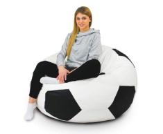 Italpouf - Puf de fútbol de Piel sintética Negra Grande, puf Saco ecopiel balón XL XXL, puf balón Blanco-Negro, sillón Saco fútbol