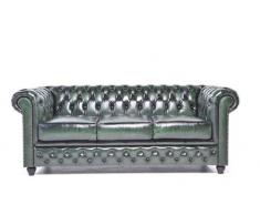 The Chesterfield Brand -Sofá Chester Brighton Verde Gastado - 3 plazas - Hecho artesanal en cuero natural