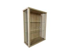 Vitrina Mueble de pared 80x60x25 cm color Roble de sonoma con 2 estantes de vidrio