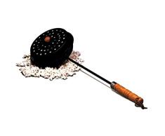 Asador Castaña de Roma y chimenea Popcorn Popper, de acero con mango de madera