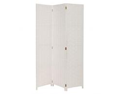 Biombo Plegable Oriental Blanco de Madera para salón Vitta - LOLAhome