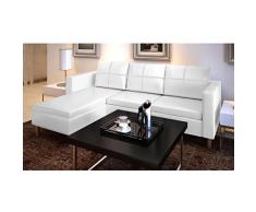 Festnight Sofa de Piel con 3 Asientos Blanco 188 x 122 x 77 cm