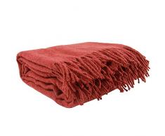 Winthome Manta de Sofá 80% Lana Natural 130 x 170 cm (rojo)