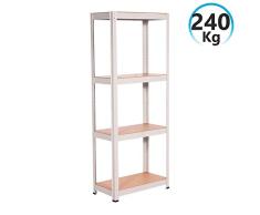Rdm Estantería Metálica Blanca con 4 Baldas Ajustables 148x60x30cm 240Kg