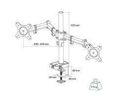 ARCTIC Z2 (Gen 3) – Doble Brazo de Soporte para Monitor de hasta 34/35 Ultrawide y Máximo 15 Kg de Peso por Brazo, 2.0 Hub USB para 4 Puertos, Rotación 360º, Ajuste Fácil - Negro