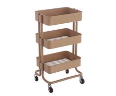 Estantería rodante de 3 Niveles for Almacenamiento de carros con manijas y Ruedas de Canasta de Malla for Cocina, Barra de café, estación de cocción de microondas (Color : Without armrests)
