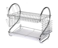 TRIXES Estante para Cocina en Cromo Plateado 2 Niveles Secado Fuentes Platos Tazones Tazas Cubertería