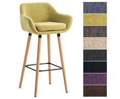 CLP Taburete de Bar Grant en Tela I Taburete Alto con Respaldo & Reposabrazos I Taburete Alto de Cocina Moderno I Color: Verde Pistacho