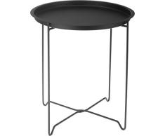 Mesa auxiliar de metal negro con bandeja – plegable – Sofá Mesa Mesa de café