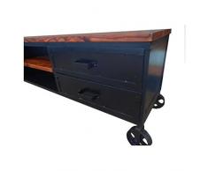 Mueble TV industrial 140 sobre ruedas