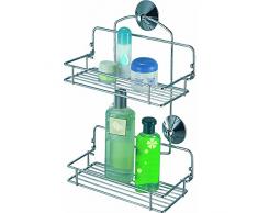 MSV Estante Ducha Doble Super Ventosas, Metal, Cromado, 13x36x28 cm