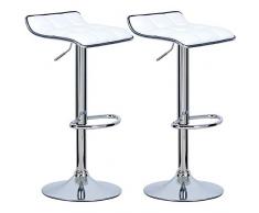 Woltu BH28ws-2 - Juego de 2 taburetes de Bar (Piel sintética, Acero Cromado, Goma Antideslizante, Asiento Acolchado), Color Blanco