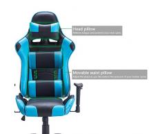 Racing Silla Gamer, IntimaTe WM Heart Silla Gaming de Ergonómica, Silla con Reposacabeza Apoyo y Cojín Lumbar, Cuero Sintético PU, para Los Jugadores de PC Gamer (Azul)