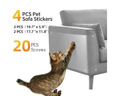 Pidsen Protector de Muebles Gatos, 4PCS Transparente Autoadhesivas contra Arañazos de Gato Protector con 20 Tornillos Rascador para Gatos y Perro, Protector de sofá para Detener