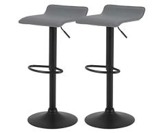eSituro 2X Taburetes de Bar Taburete Alto Cocina Regulable en Altura Juego de 2 Cuero Sintético Sillas Alta Taburete de Cocina Gris SBST0383-2