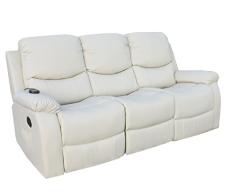 ECO-DE Sofa 3 plazas beige con masaje , reclinable, programable, 8 vibromotores