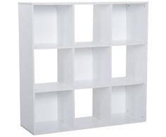 HOMCOM Estantería Librería 3 Niveles Armario de Almacenamiento 9 Cubos Estantería de Pie Separador de Habitación Estante de Exposición 91.5x29.5x91.5cm Madera