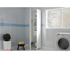 Buyqualia Armario Multiusos o escobero una Puerta y Ruedas en Color Blanco