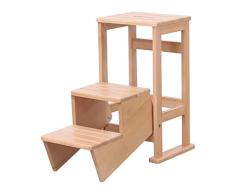 Escalera de tijera de madera maciza, escalera de tijera, escalera Taburete de madera 3 pasos Pasos Luz multifunción y escalera de tijera plegable para la biblioteca de la cocina de la casa Estanterí