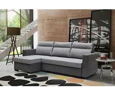 Sofá Chaise Longue Cama con arcón, despliegue fácil – Edmonton (Gris Claro/Gris Oscuro)