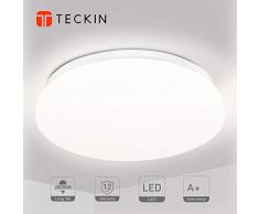 Plafon led de techo,lamparas de techo habitacion,TECKIN 18W Moderna LED Plafón para Baño Dormitorio Cocina Balcón Pasillo Sala de Estar Comedor 1500 LM, 4500K, Ø28cm, IP44