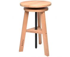 Artina Taburete de Pintura Giratorio Arles maderta Maciza de Haya - Altura Adaptable (de 42 a 60 cm)